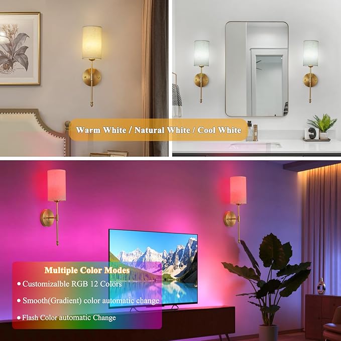 Battery Operated Wall Sconces Set of Two, Rechargeable Wireless Wall Lights - Image 7