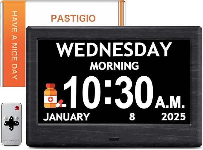 7'' Digital Clocks, 12 Reminders & 6 Alarms, Dementia Clock by Pastigio