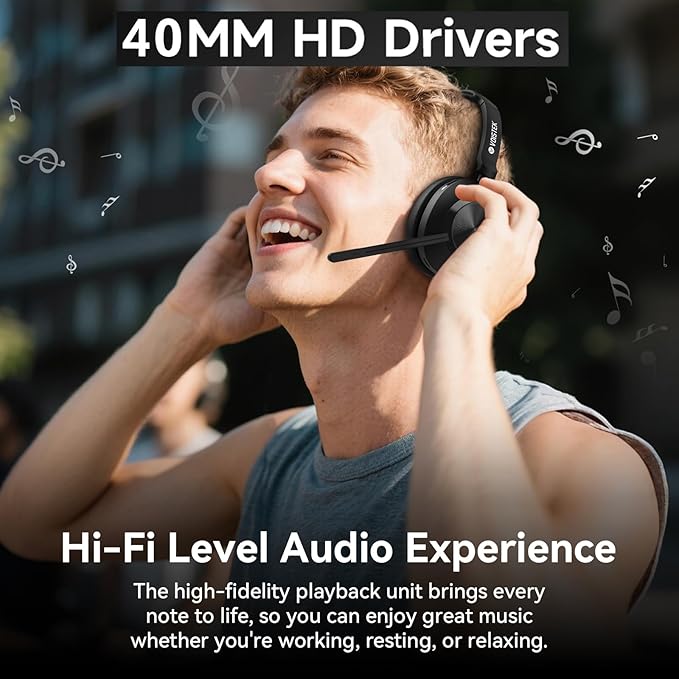 Wireless Headset with Mic, Wireless Work Headset with Mic Noise Cancelling & - Image 3