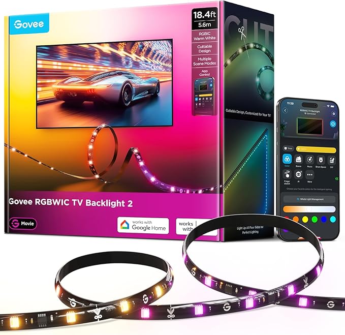 Govee TV LED Backlight 2, 18.4ft Cuttable TV Lights by Govee
