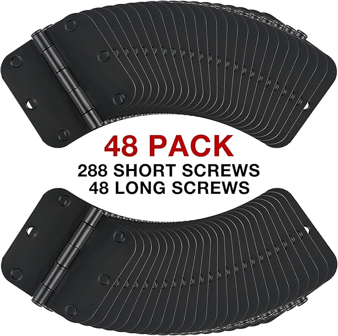 48 Pack Rounded Matte Black Door Hinges 3.5 Inch 5/8" Radius - Image 6