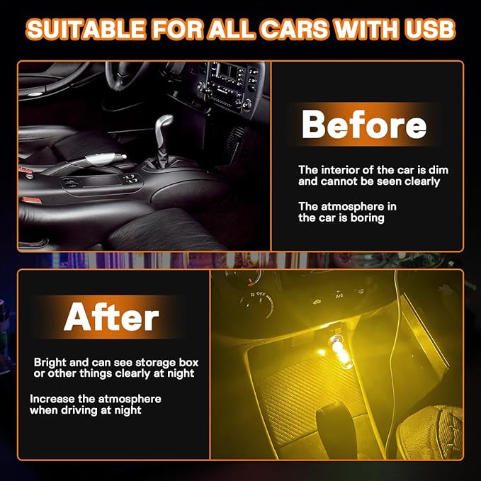 2PCS USB Lights, Retro Automotive Atmosphere Decor Lamp, Car Interior Touch - Image 4