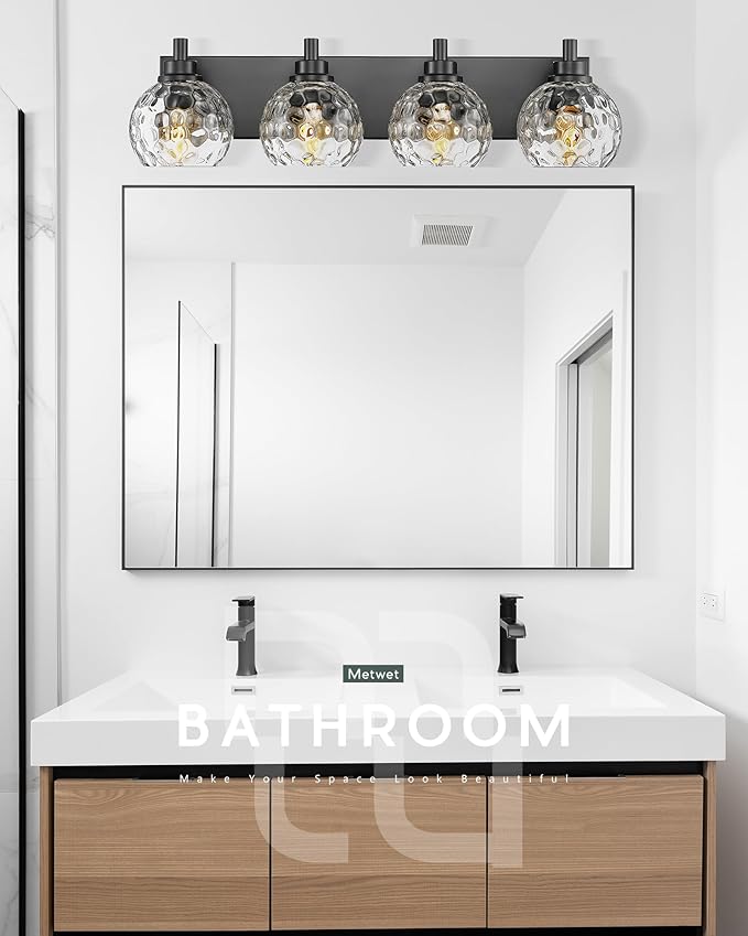 METWET Bathroom Light Fixtures Over Mirror, 4-Light Modern Sconces Wall Lighting - Image 7