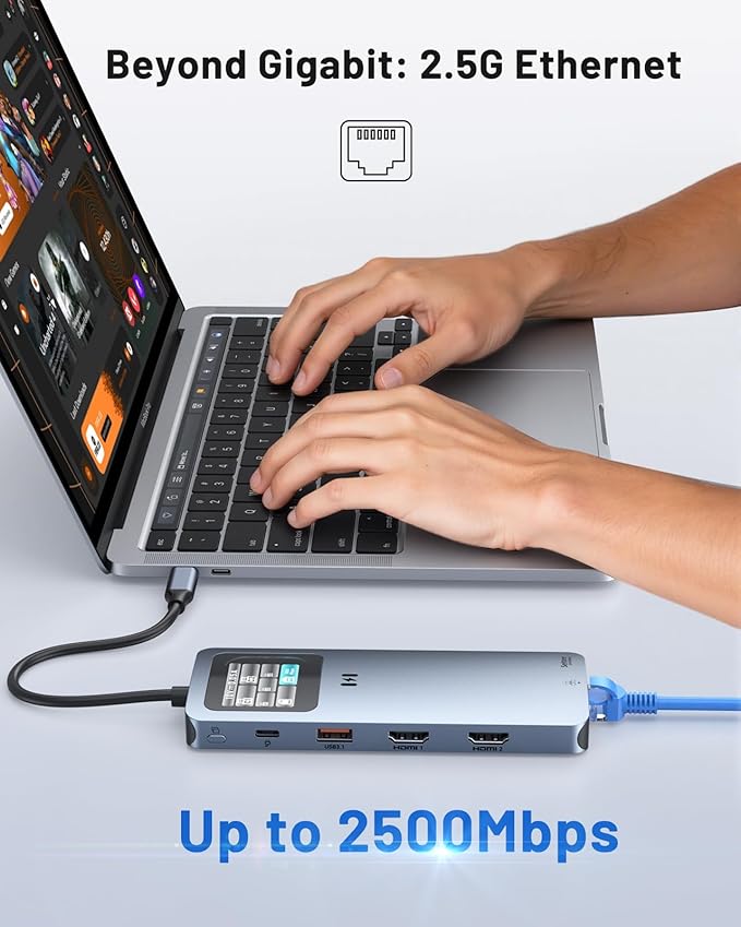 Laptop Docking Station Dual Monitor， 12-in-1 USB C Docking Station - Image 7