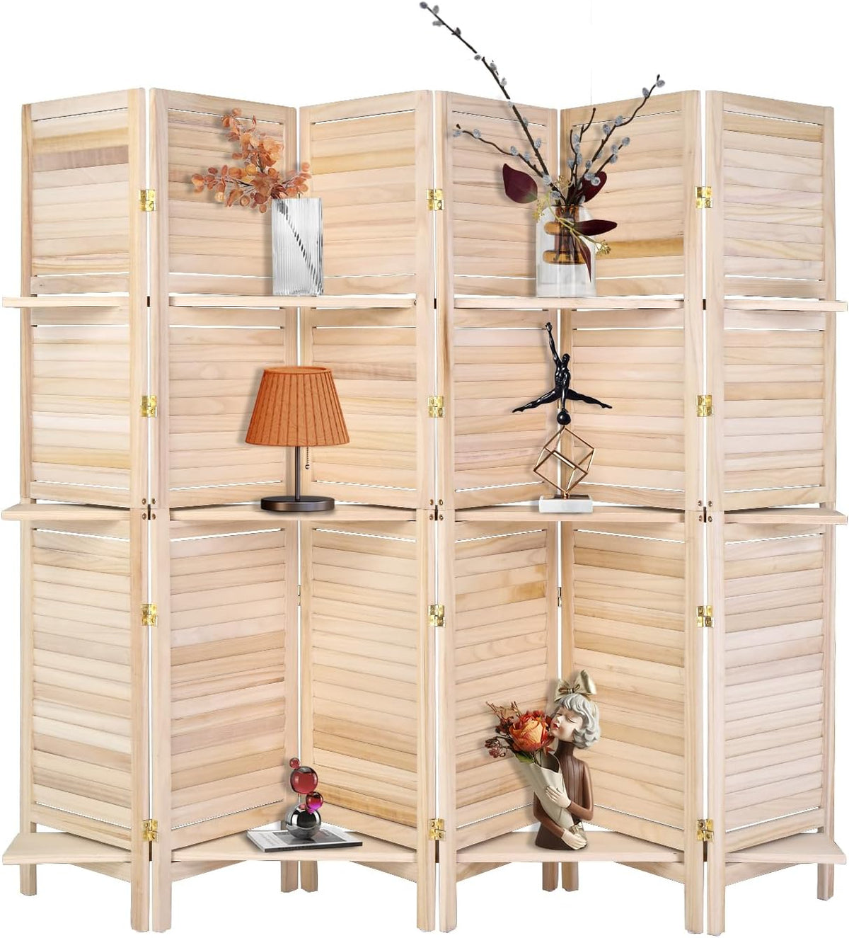 Bonnlo 6 Panels Wood Room Divider