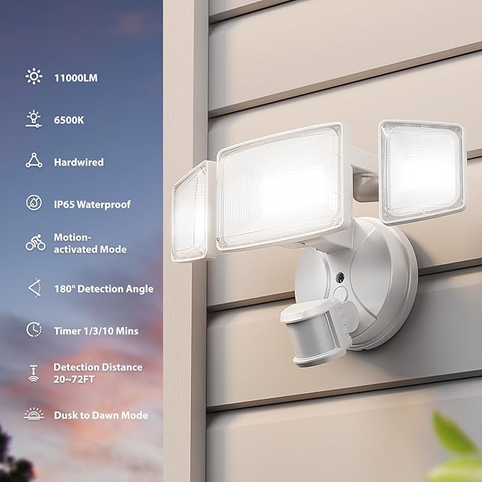 Onforu 2 Pack 100W 11000LM LED Motion Sensor Outdoor Lights, Dusk to Dawn Flood - Image 3