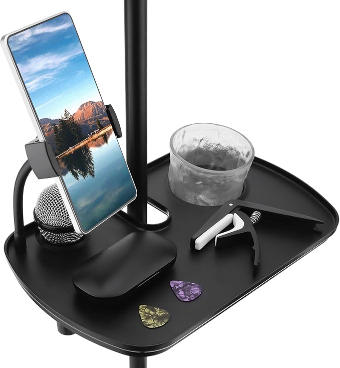 Microphone Stand Tray with Mic Phone Holder, 12.2" x 7.91" Large Shelf - Image 9