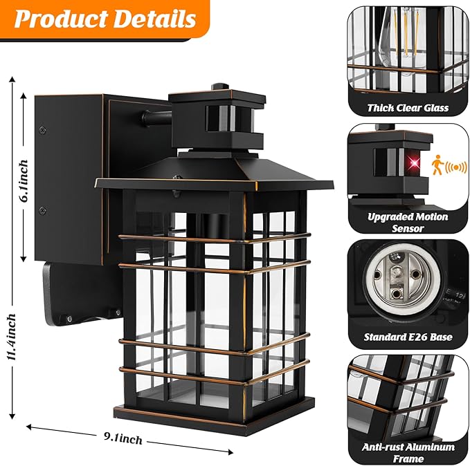 Porch Lights with GFCI Outlet, 3 Modes Oil-Rubbed Bronze Exterior Light - Image 3