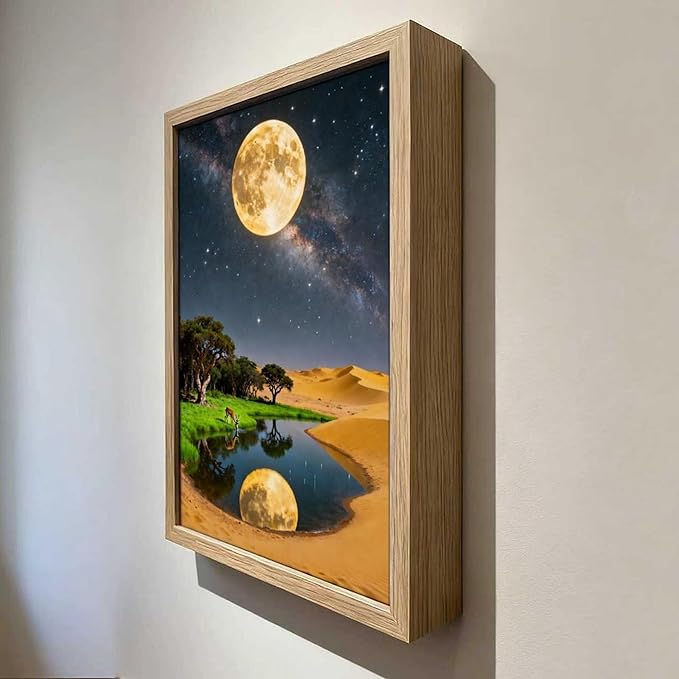 URVIP LED Glowing Photo Frame, 3D Starry-Sky Blue Moon Wall Art, 9x12 Inches - Image 4