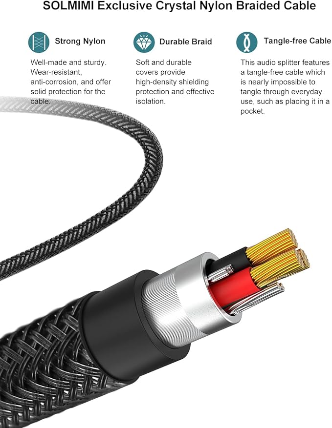 SOLMIMI Headphone Splitter 3.5mm TRRS Male to Two TRRS Female Adapter Compatible - Image 6