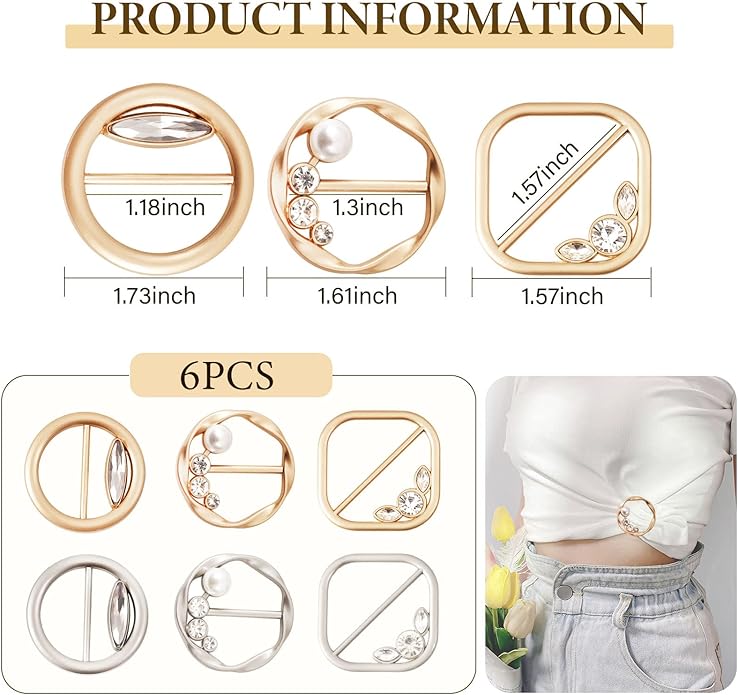 T-Shirt Clips 9 PCS, Clothes Corner Knotted Button, Fashion Alloy Pearl - Image 7