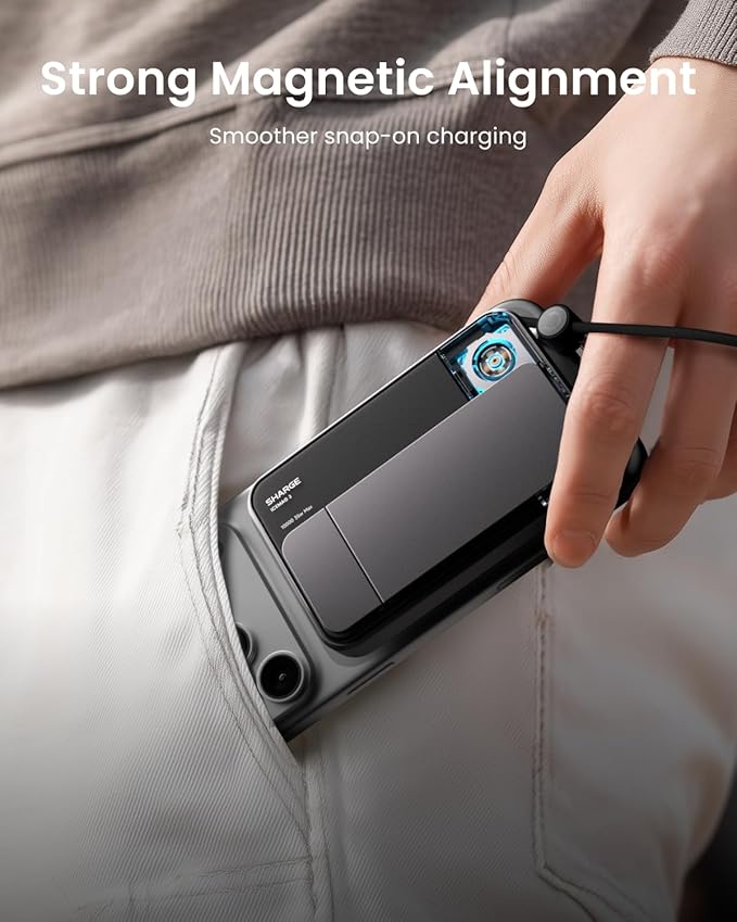 sharge ICEMAG 3 MagSafe Portable Charger, Qi2 25W Magnetic Power Bank 10000mAh - Image 4