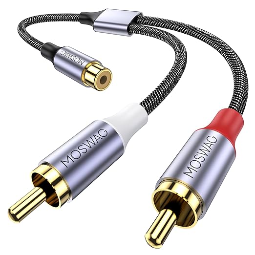 MOSWAG RCA Splitter, 1 Female to 2 Male, RCA Y Splitter Audio Video Cable by MOSWAG