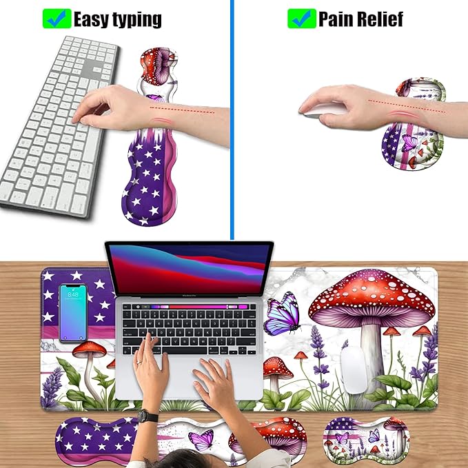 4 in 1 Ergonomic Keyboard Wrist Rest & Mouse Pad Wrist Rest Set, Large XXL - Image 6