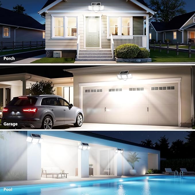 WdtPro Motion Sensor Outdoor Lights 3 Pack, 3500LM Bright Solar Lights Outdoor - Image 8