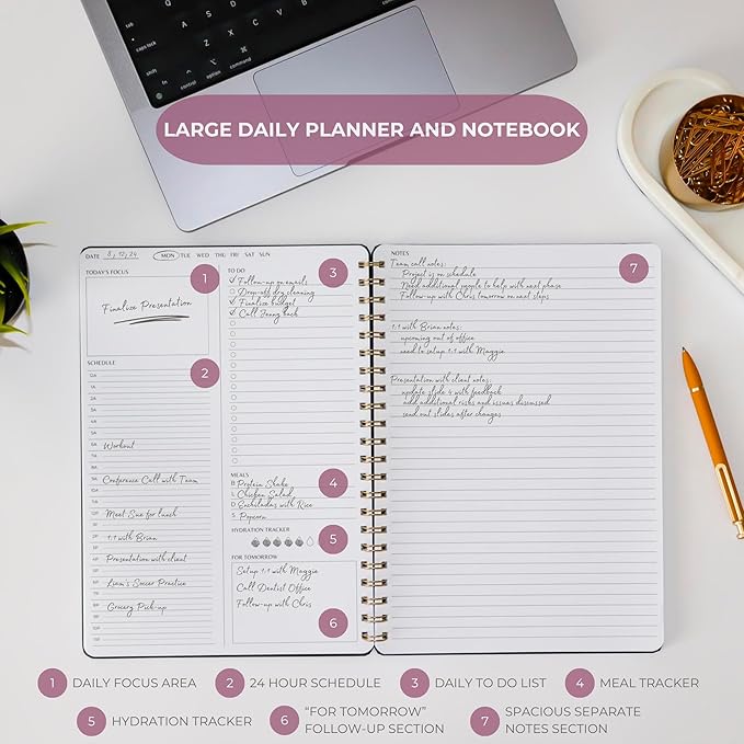Undated Daily Planner | 8.25” x 11.75” To Do List Notebook | Work Productivity - Image 7