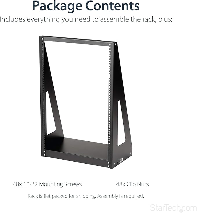 StarTech.com 2-Post 16U Heavy-Duty Desktop Server Rack, Small Open Frame 19in - Image 6