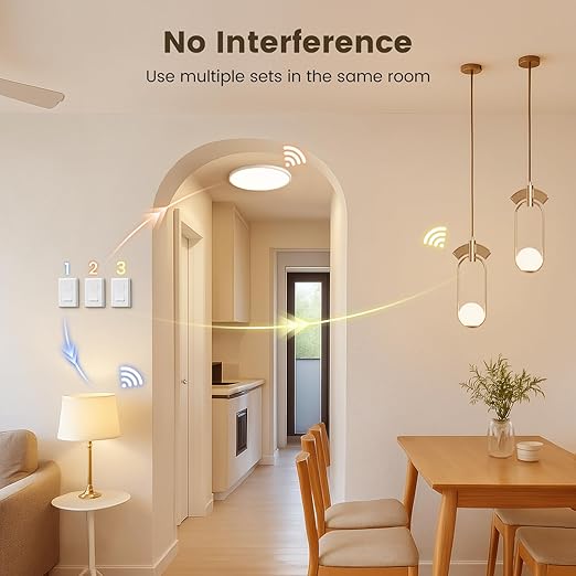 SURAIELEC Wireless Light Switch and Receiver Kit, Single Pole, RF 100 Feet - Image 3
