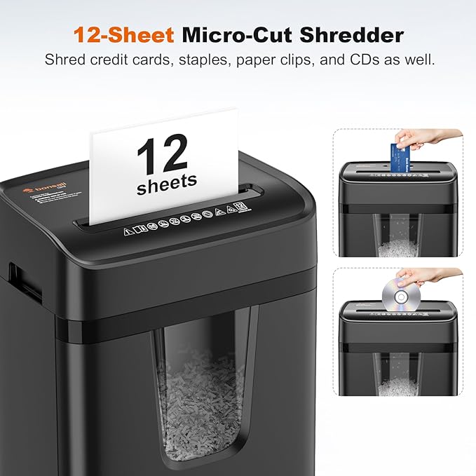 Bonsaii 12-Sheet Micro-Cut Paper Shredders - Image 4