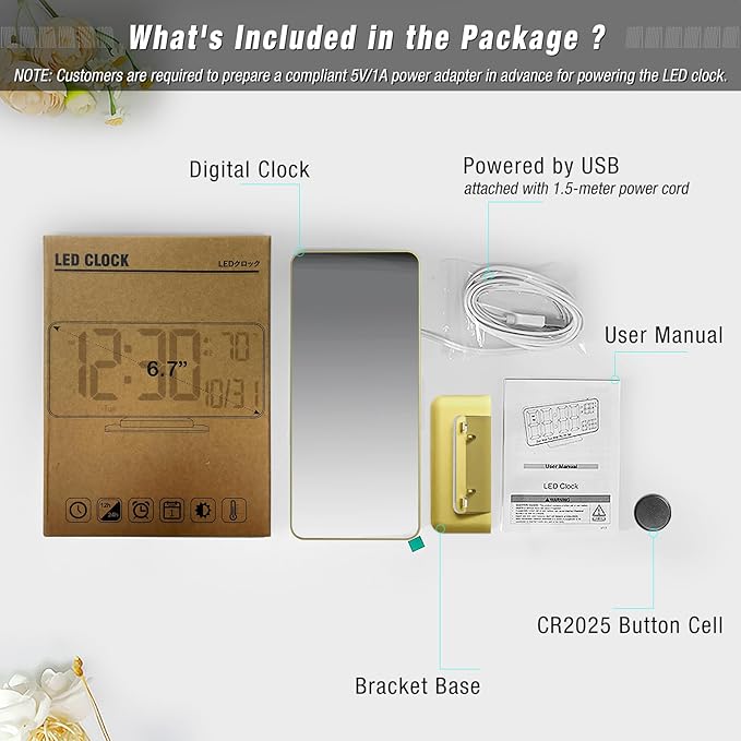 KOSUMOSU Dual Alarm Clock 6.7in Gold Desk Clock - Image 4