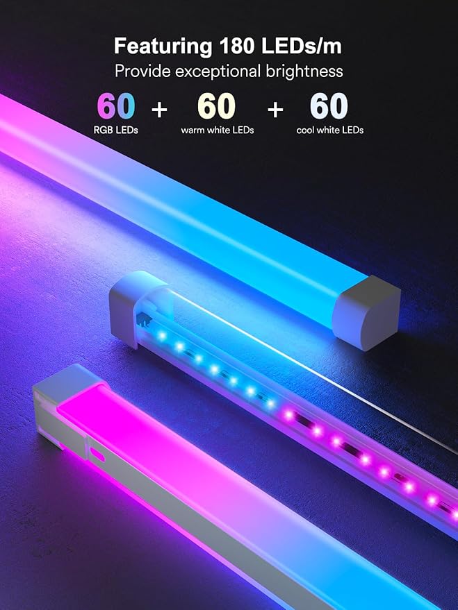 Smart LED Strip Lights with Covers 16.4ft, ‎RGB+WW+CW Strip Light Compatible - Image 2