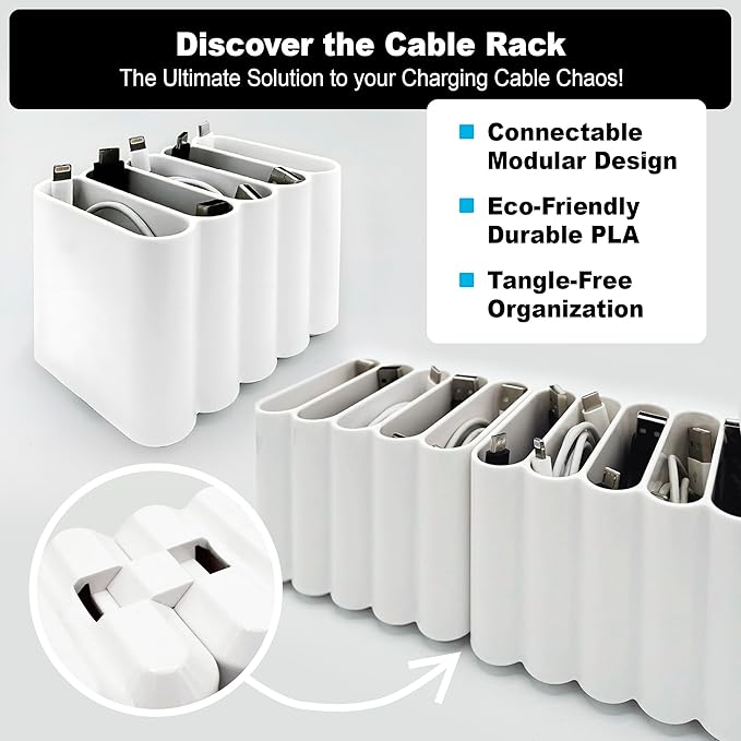 Cable Management Organizer Cord Management, Durable Plastic Connectable Cable - Image 2