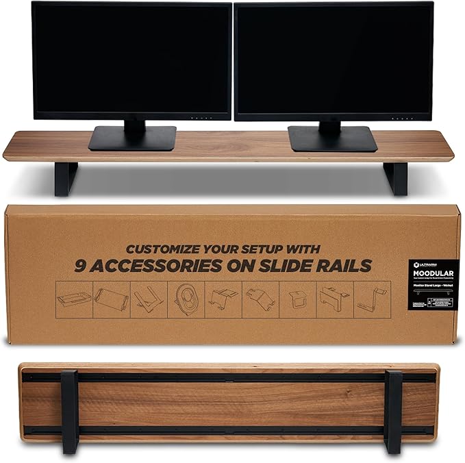 ULTRARM Moodular Wooden Monitor Stand 45.6” Large Desk Organizer by ULTRARM