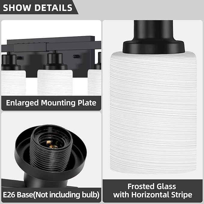 DIKAIDA 8-Light Bathroom Light Fixtures Over Mirror, 52inch Modern Matte Black - Image 4