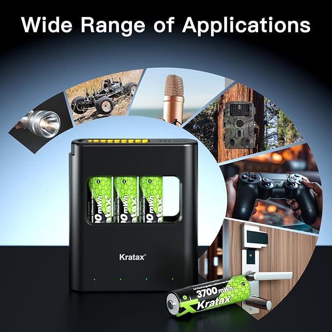 Kratax 3700mWh AA Rechargeable Lithium Batteries - Image 9