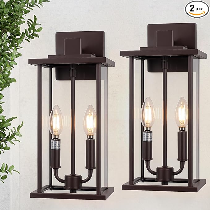 SIAFAVOI 2-Pack 16" Large Outdoor Wall Light Fixtures, 2-Light Exterior Front by SIAFAVOI