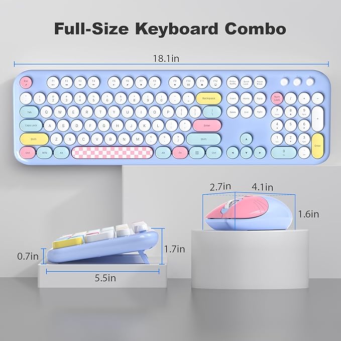 Wireless Keyboard and Mouse Combo, 2.4G Retro Typewriter Keyboard - Image 7