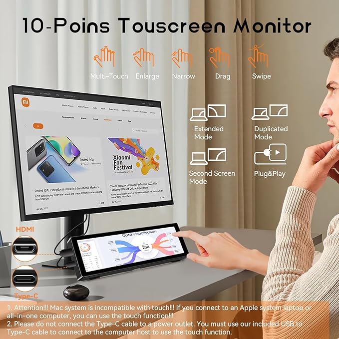 Upgraded 8.8 Inch Small Touchscreen Monitor, PC Temperature Display, PC Sensor - Image 2