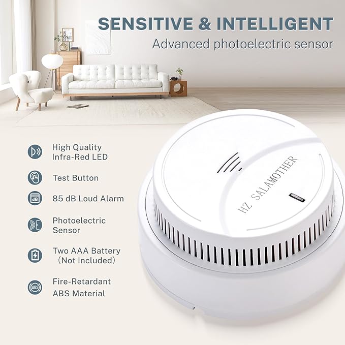 Smoke Detector 3 Pack, Fire Alarms Smoke Detectors - Image 3