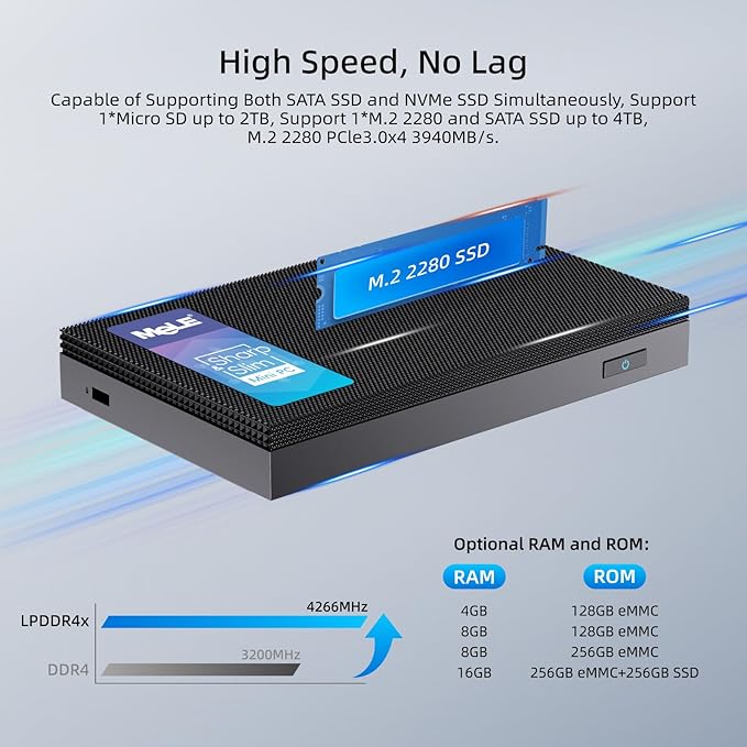 MeLE Mini PC Quieter 4C N100 NO OS Fanless Mini Computers, 16GB RAM, 512GB - Image 6
