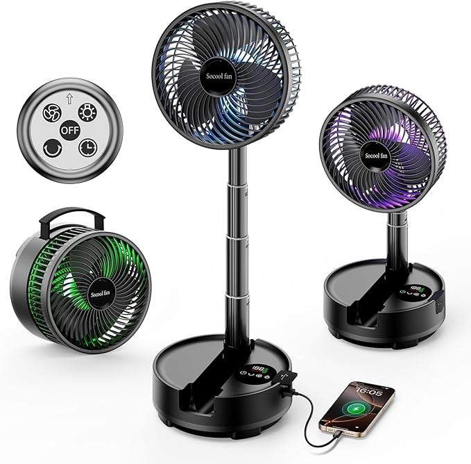 Socool 20000mAh Portable Fan Foldable Wireless Battery Rechargeable by Socoolfancoolinhand