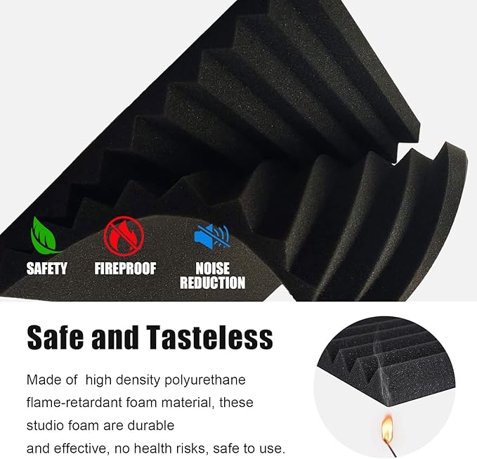 JBER Sound Proof Foam Panels Studio Acoustic Foam Panels, 48 Pack 1" X 12" X - Image 4