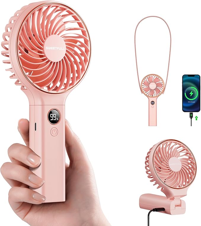 SWEETFULL Handheld Portable Fan, 5000mAh Rechargeable Battery, 6 Speed Wind by SweetFull%C2%AE