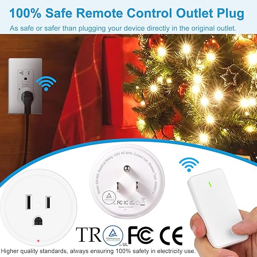 15 amp Plug with Remote, Wireless On/Off Light Switch Wall Mounted, TUV List - Image 7