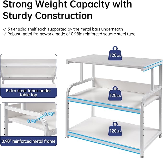 Fannova Printer Stand, 32.3" x 18.9" x 32.1" Extra Large Printer Table - Image 3