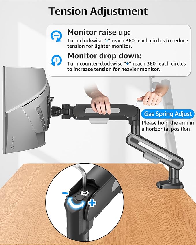 MOUNTUP Dual Monitor Mount Holds 4.4-26.5lbs, Heavy Duty Monitors Arm - Image 9