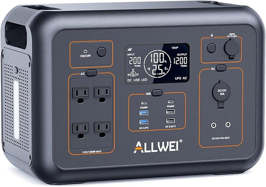 ALLWEI LiFePO4 Portable Power Station 1200W, 1008Wh Solar Generator by ALLWEI