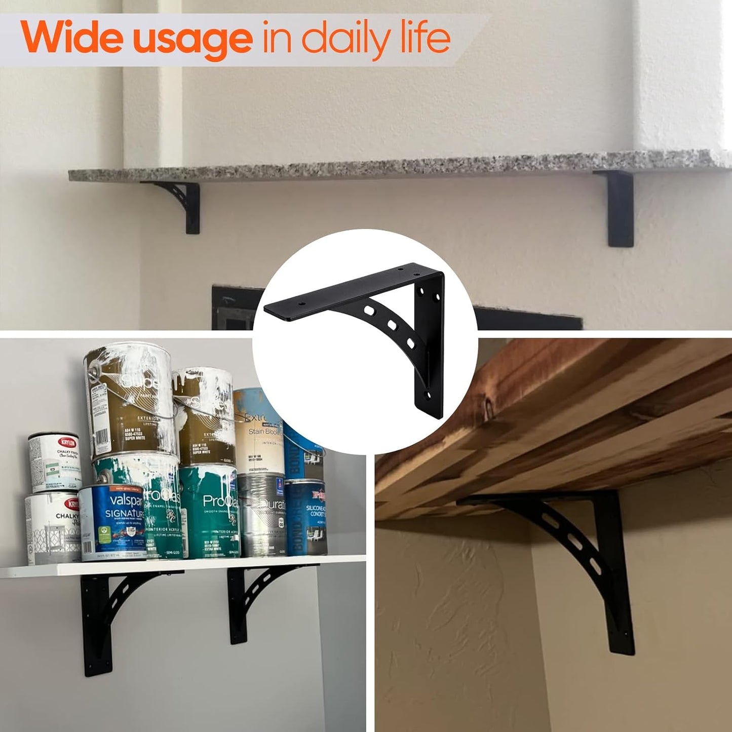 4-Pack Countertop Support Brackets 6"x5"x2", | Floating Shelf Bracket, Mantel Corbels, For Quartz/Granite/Wood/Concrete/Laminate
