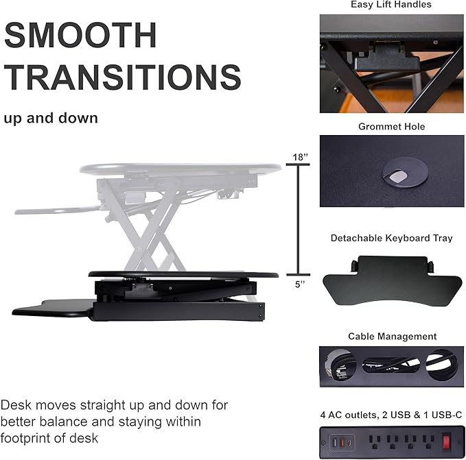 Rocelco 46" Height Adjustable Corner Standing Desk Converter - Image 2