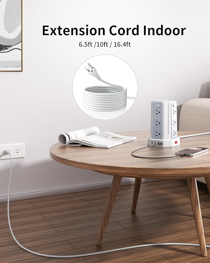 Power Strip Surge Protector, 10 Ft Extension Cord - Image 7