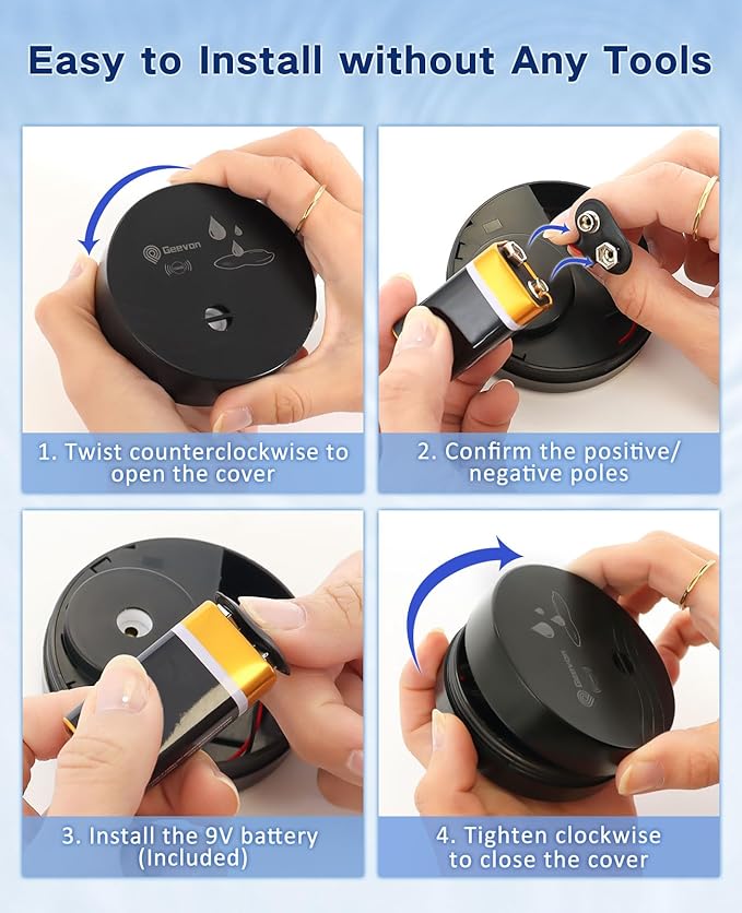 Geevon 4 Pack Water Leak Detectors, 100dB Water Sensor Alarms Flood Detector - Image 5