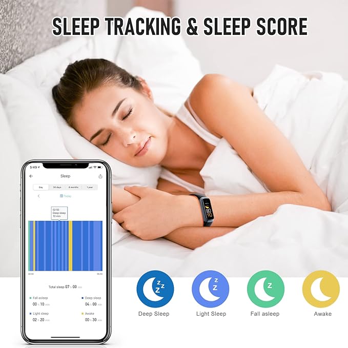 Fitness Tracker with 24/7 Heart Rate Blood Oxygen Sleep Monitor, 1.1" AMOLED - Image 4