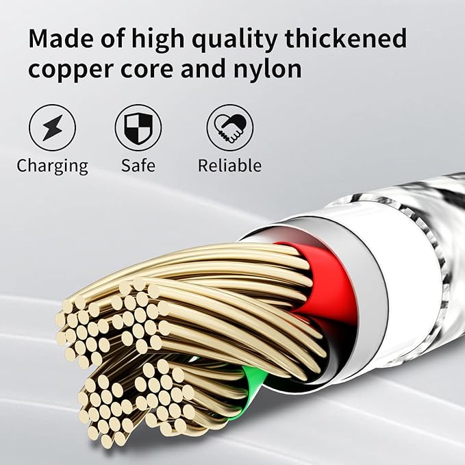 USB C Multi Charging Cable, 3 in 1 Charging Cable Nylon Braided Universal - Image 5