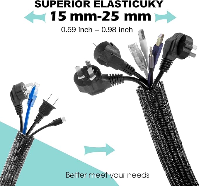 AGPTEK Cable Sleeve Cover, 10ft - Image 2