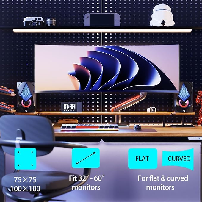 NB Gaming Monitor Arm or for 32 to 60 Inches Screen, Load up to 20 kg, VESA - Image 2