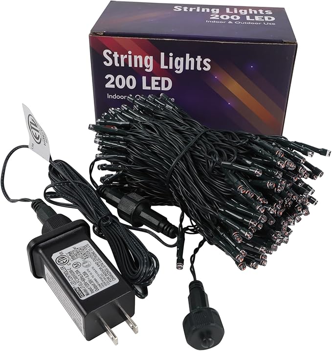 HOME LIGHTING 66ft Christmas Decorative Mini Lights, 200 LED Green Wire Fairy - Image 8